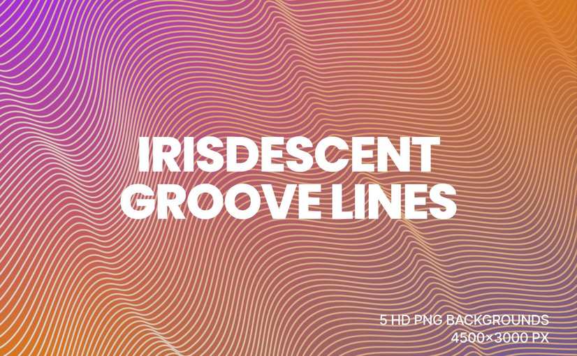 5款虹彩波纹线条抽象背景 Iridescent Groove Lines