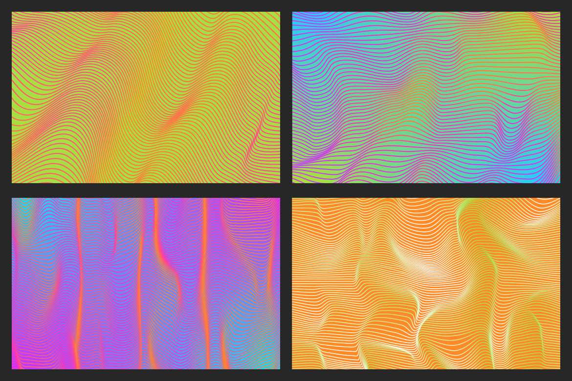 5款虹彩波纹线条抽象背景 Iridescent Groove Lines插图1 5款虹彩波纹线条抽象背景 Iridescent Groove Lines