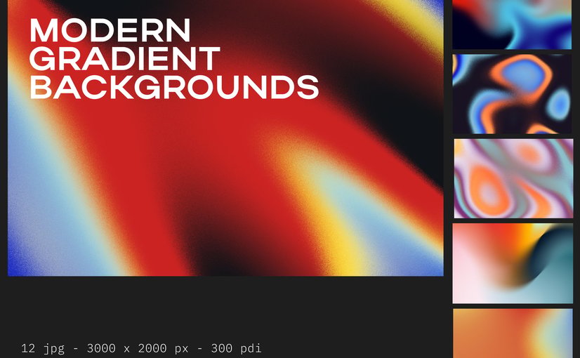 12款颗粒感渐变背景系列 Grainy Gradient Backgrounds