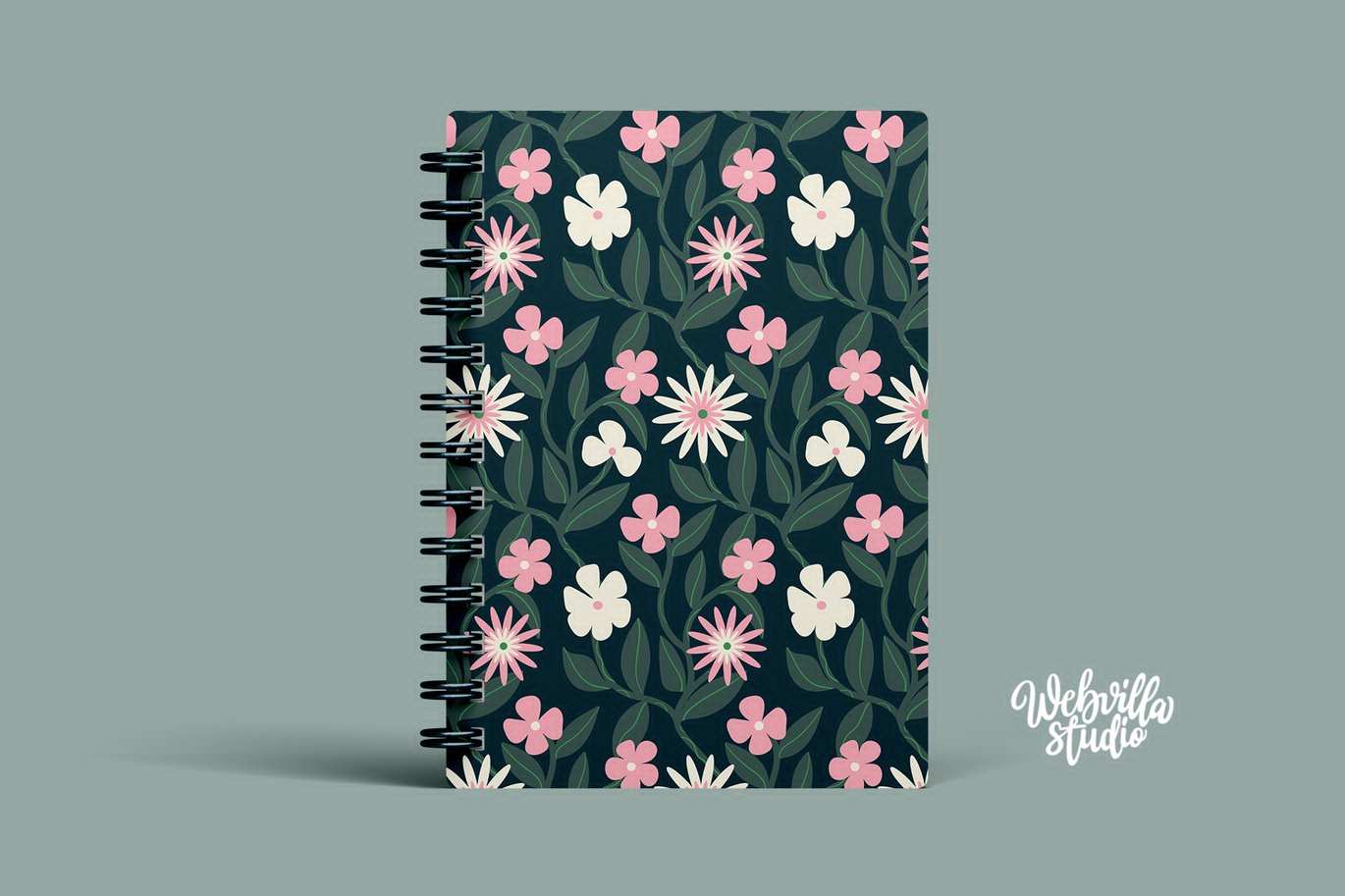墨绿色绽放花卉矢量图案 Dark Green Bloom Vector Pattern Background插图2 墨绿色绽放花卉矢量图案 Dark Green Bloom Vector Pattern Background