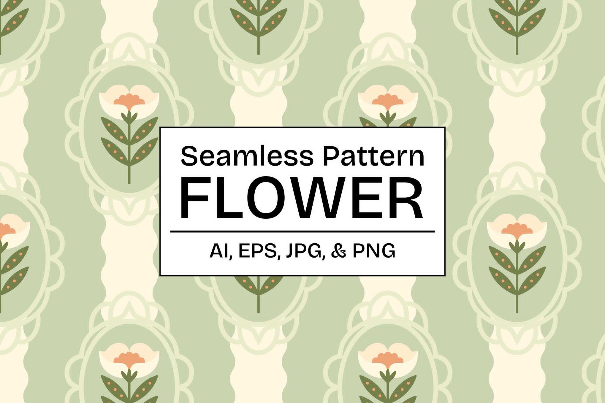 复古绿植花卉图案背景纹理 Green Retro Flower Pattern Background Textures