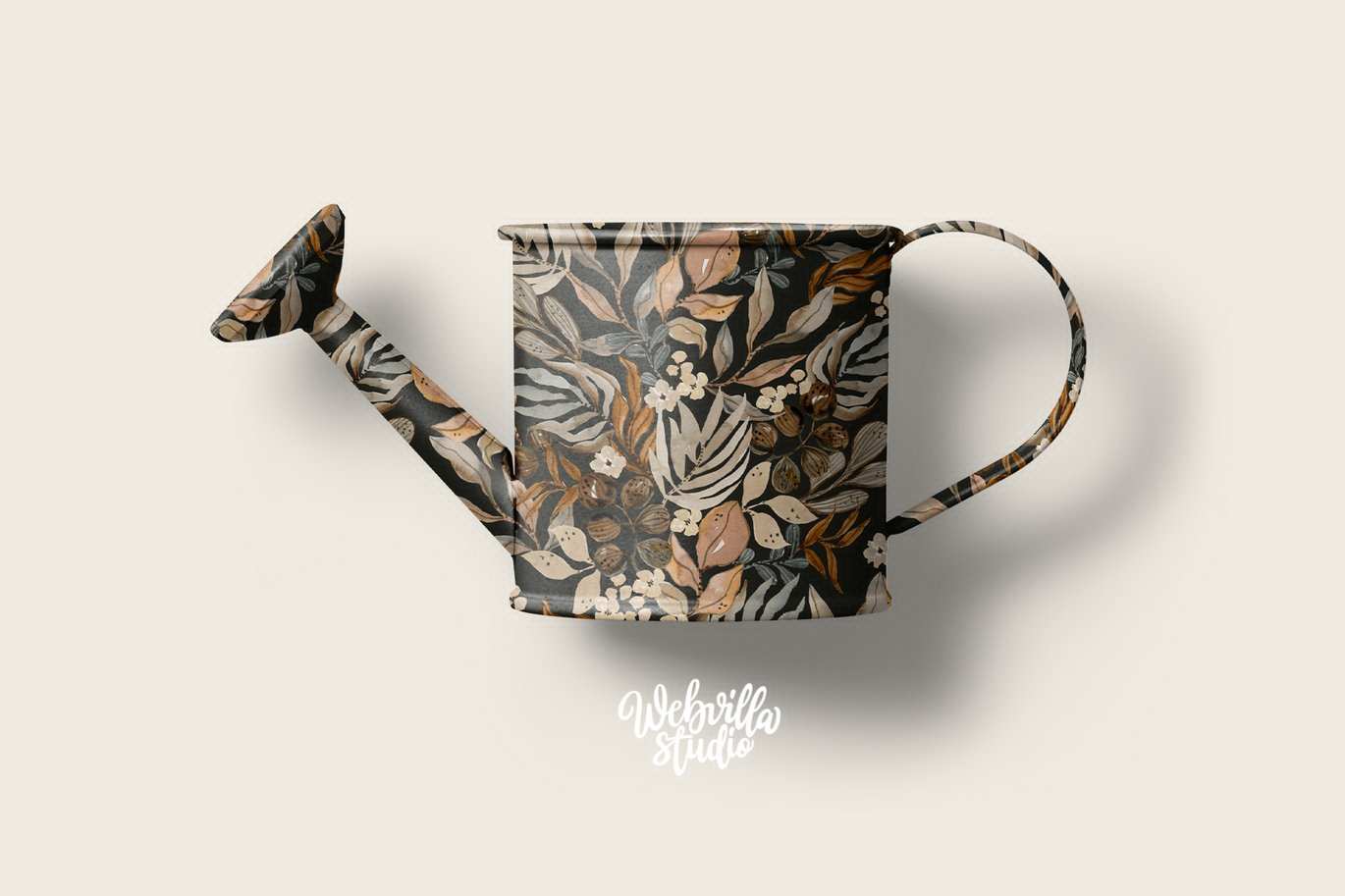 灰调秋叶水彩图案背景 Gray Autumn Watercolor Pattern Background Textures