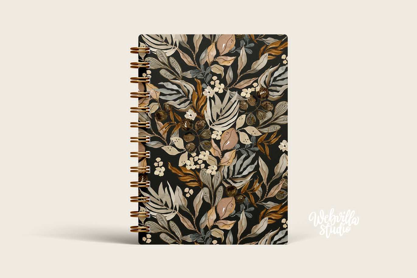 灰调秋叶水彩图案背景 Gray Autumn Watercolor Pattern Background Textures