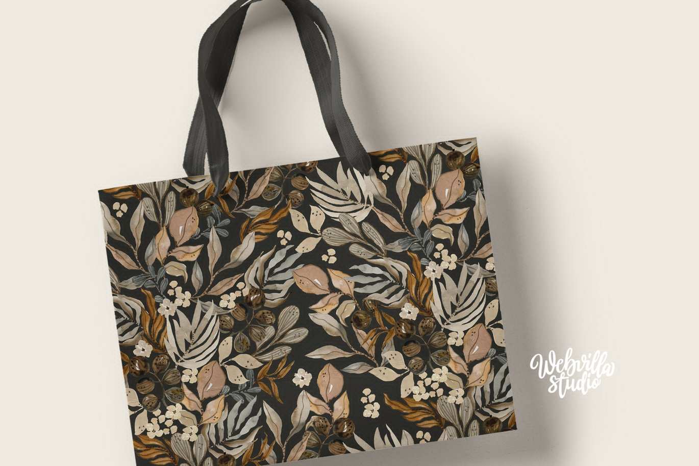 灰调秋叶水彩图案背景 Gray Autumn Watercolor Pattern Background Textures