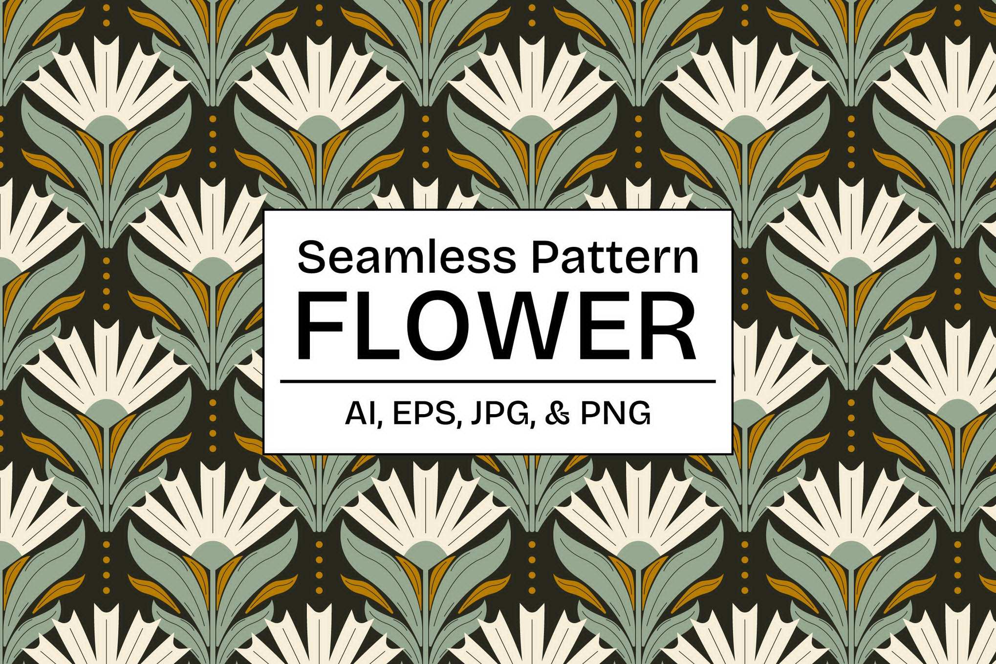 复古绿色花卉经典图案 Green Vintage Flower Pattern Background Textures插图 复古绿色花卉经典图案 Green Vintage Flower Pattern Background Textures