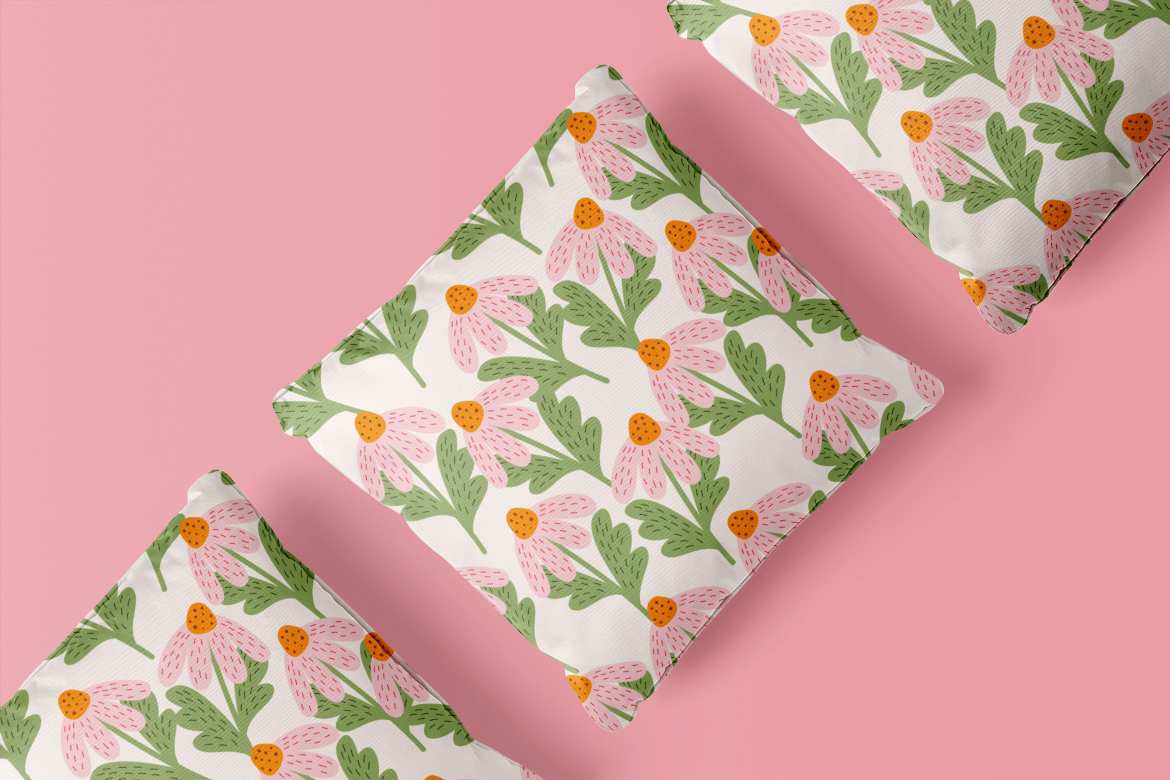 绿粉扁平雏菊花卉图案背景纹理 Green Pink Flat Daisy Flower Pattern Background Textures插图2 绿粉扁平雏菊花卉图案背景纹理 Green Pink Flat Daisy Flower Pattern Background Textures