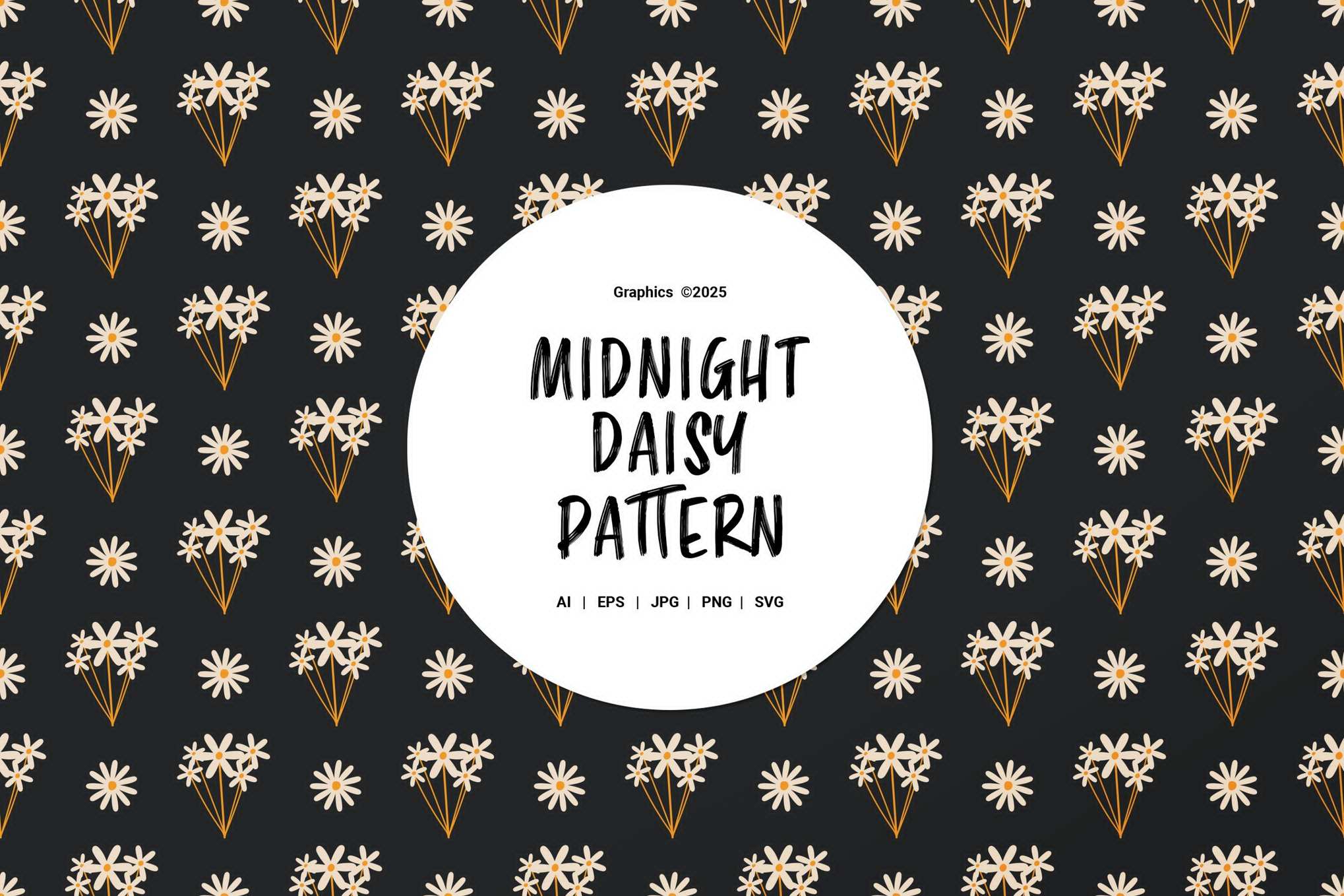 午夜雏菊暗调花卉图案 Midnight Daisy Pattern Background Textures插图 午夜雏菊暗调花卉图案 Midnight Daisy Pattern Background Textures