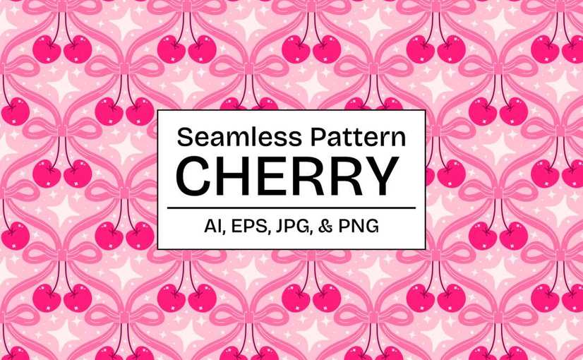 樱桃元素重复图案背景 Cherry Patterns Seamless Background Textures