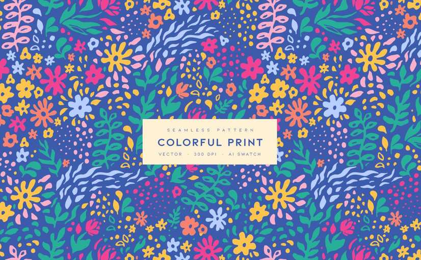 彩色印刷风格无缝背景 Colorful Print Seamless Backgrounds