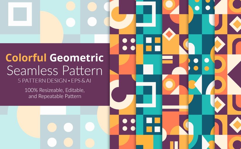 多彩几何无缝图案背景 Colorful Geometric Seamless Pattern