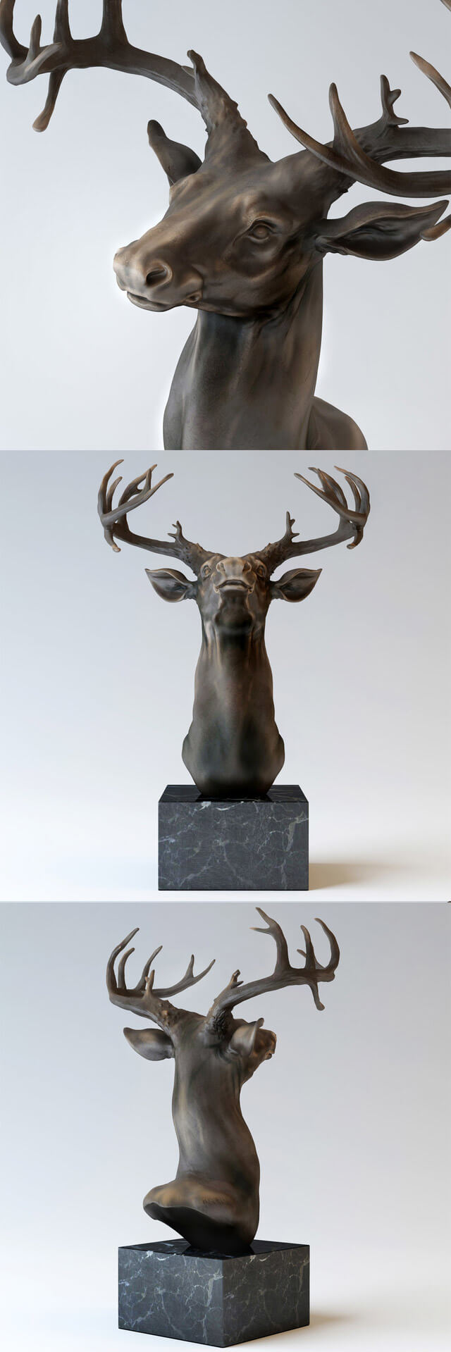 鹿头青铜雕塑3D模型 Bronze Sculpture & Head of a Deer