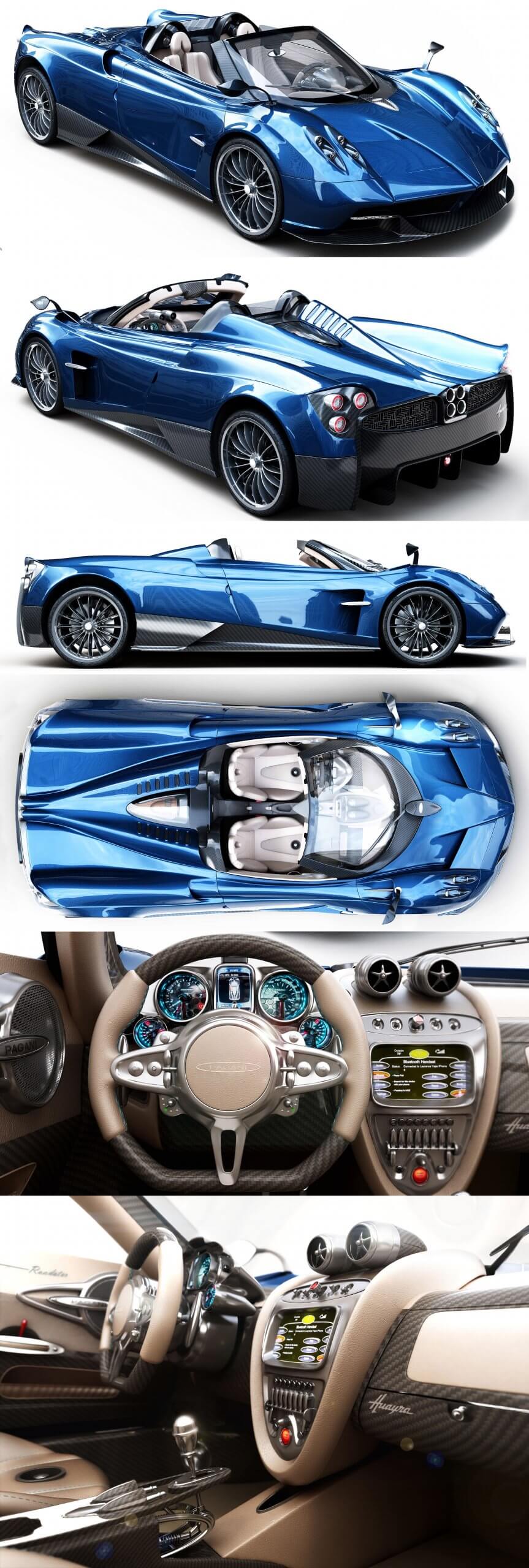 带内饰的帕加尼跑车3D模型 Pagani Huayra插图