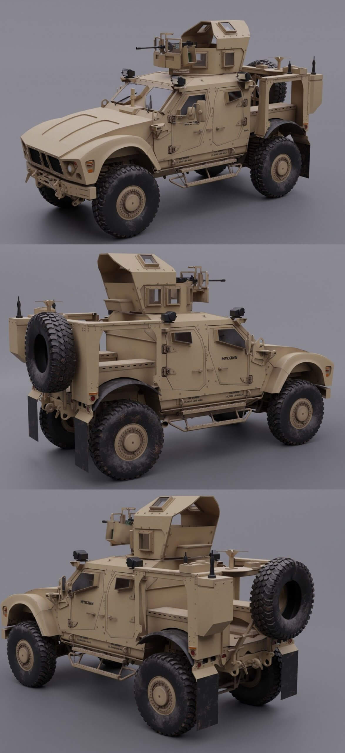 防地雷反伏击越野车3D模型 MRAP Oshkosh 3D Model插图
