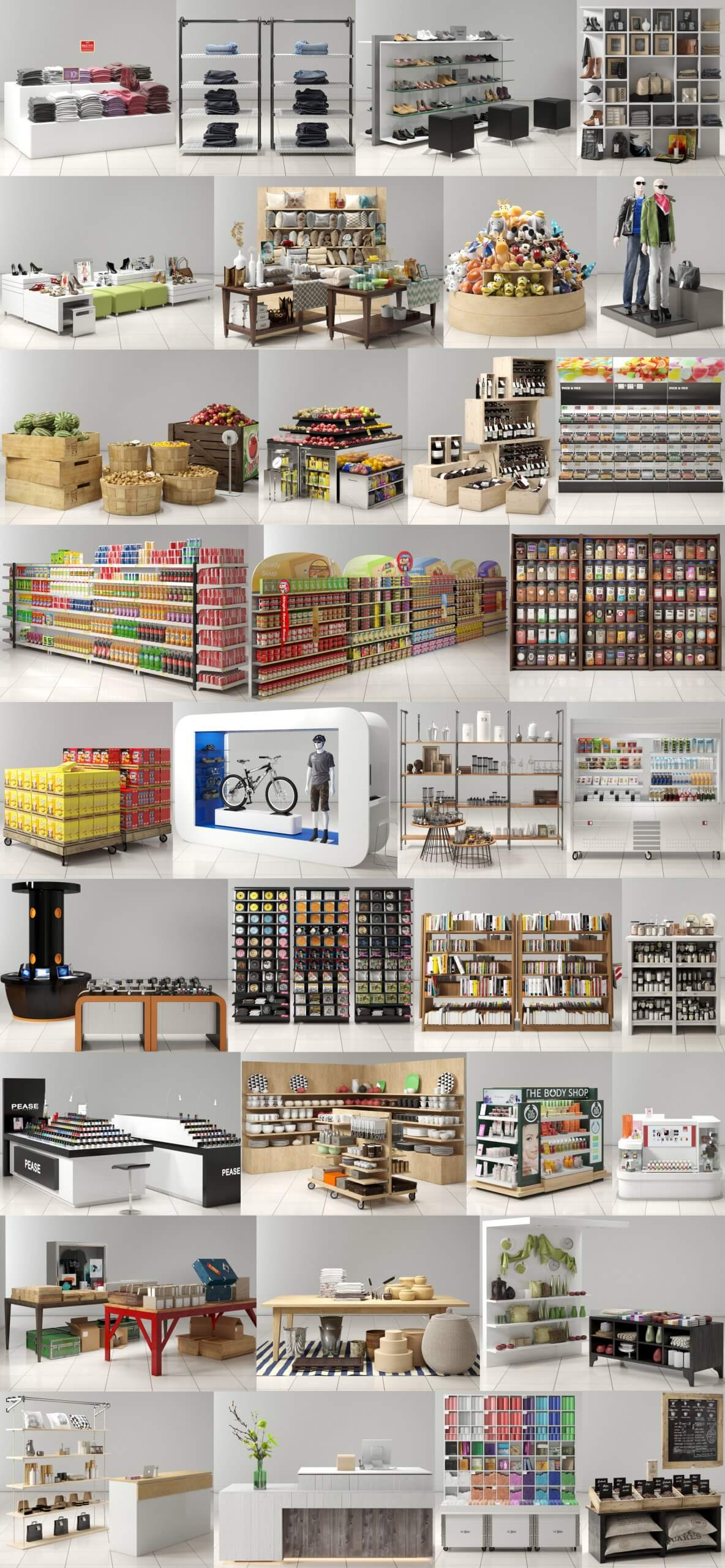 34组衣服水果食品电子产品等货架3D模型合集 SM objects插图