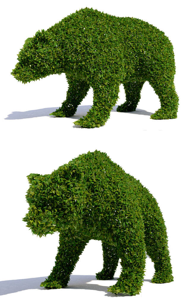 修剪成熊形状的植物景观3D模型 Topiary Bear插图