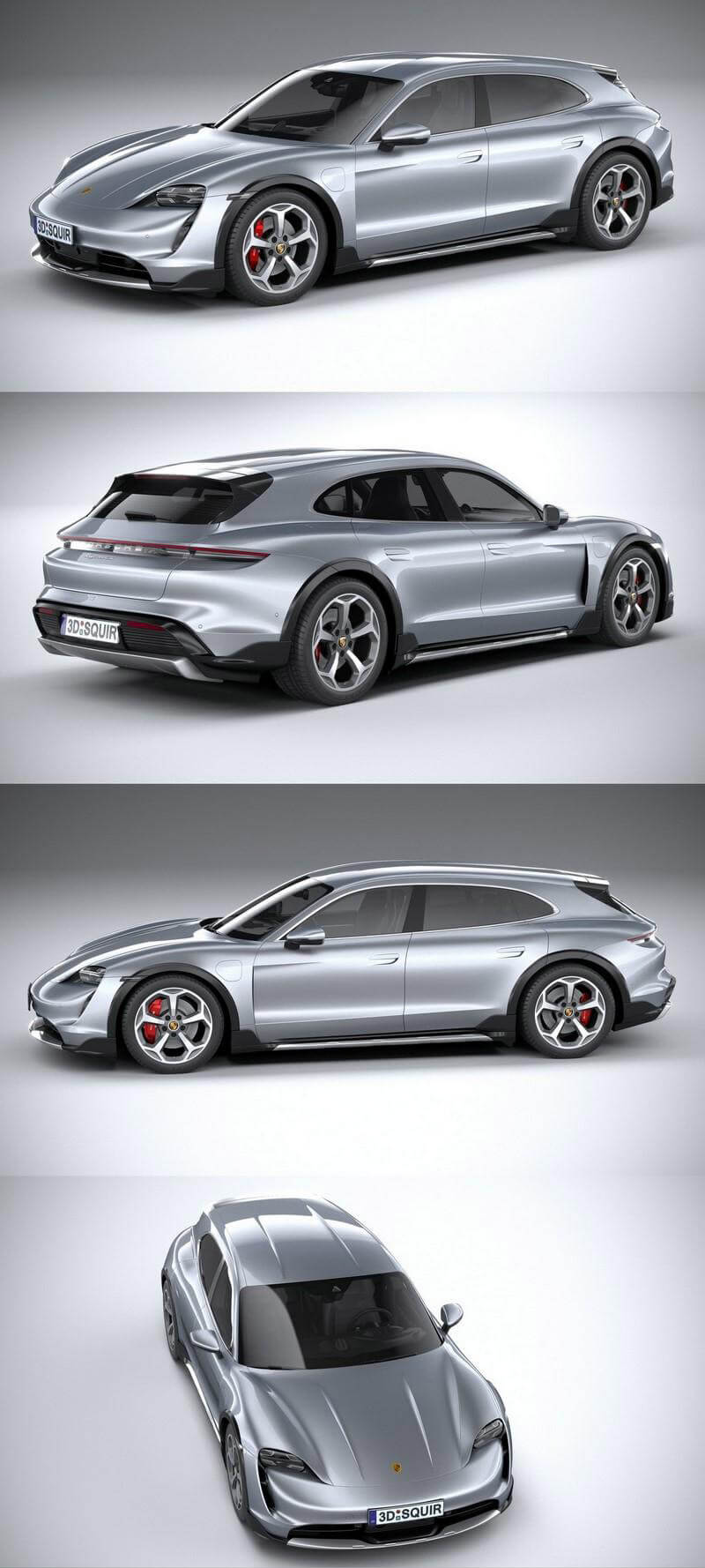 保时捷2021款轿车3D模型 Porsche Taycan 4S Cross Turismo 2021 3D Model插图
