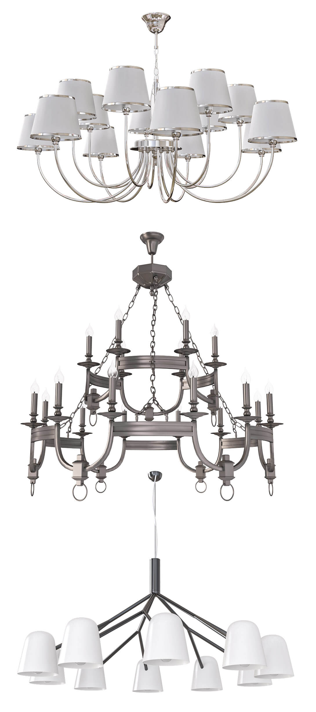 大型吊灯3D模型 Crystal lux large pendant lamps插图