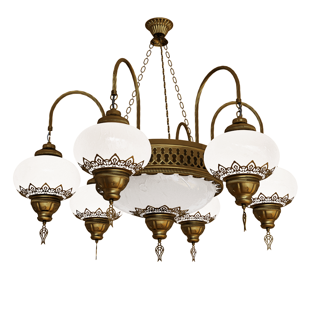 黄铜色枝干球形玻璃灯罩吊灯3D模型 pendant-lamp-osman插图