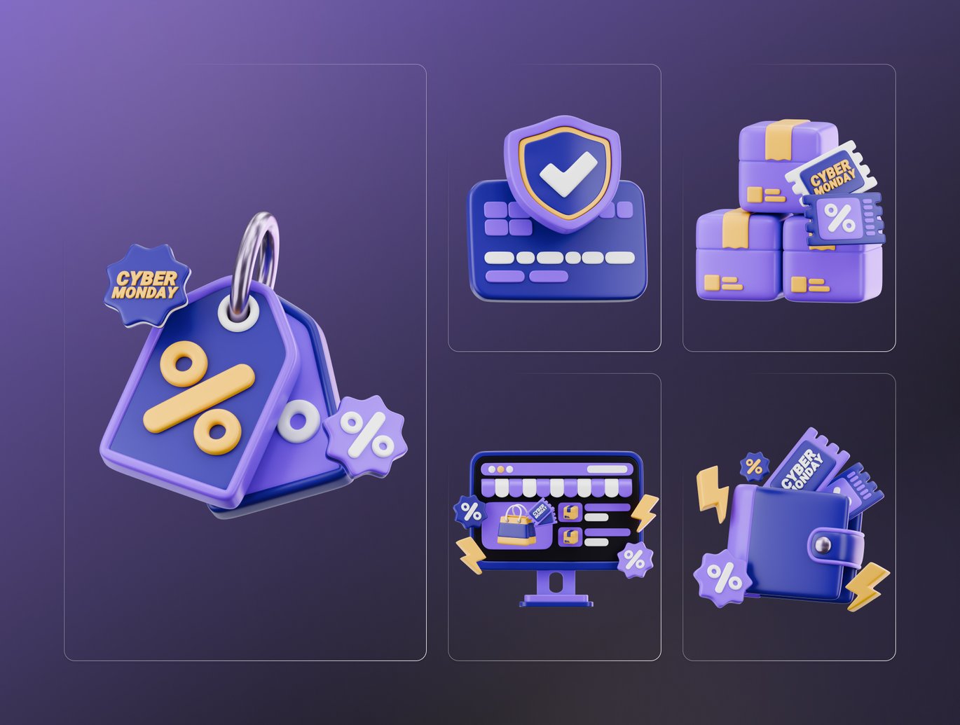 网络星期一促销3D插画素材集v4 Cyber Monday Sale 3D Illustrations Bundle v4插图3 网络星期一促销3D插画素材集v4 Cyber Monday Sale 3D Illustrations Bundle v4