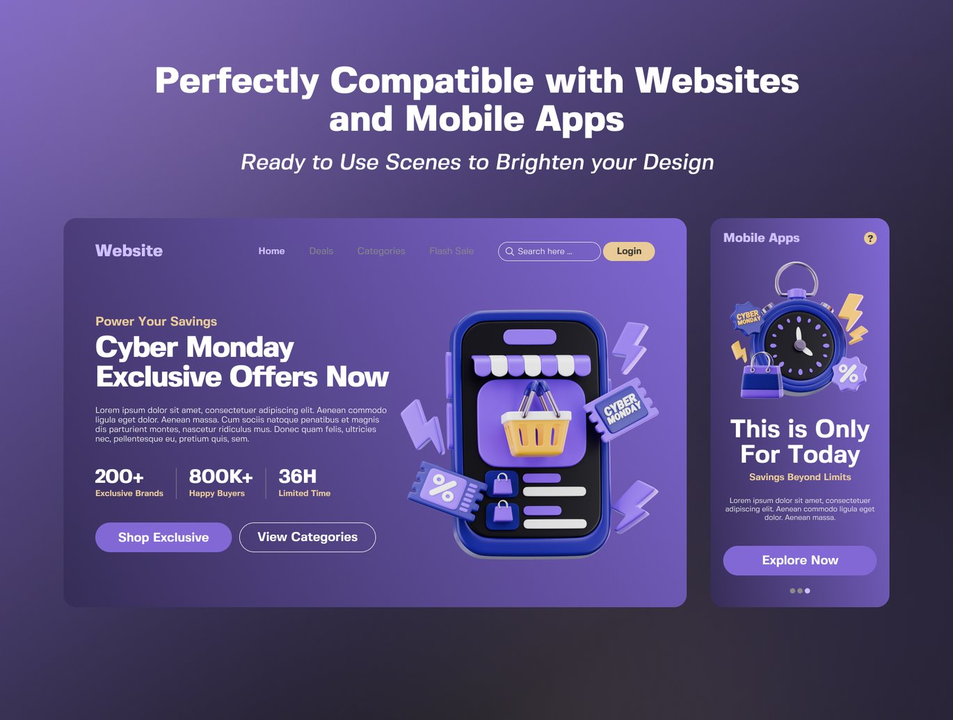 网络星期一促销3D插画素材集v2 Cyber Monday Sale 3D Illustrations Bundle v2插图3 网络星期一促销3D插画素材集v2 Cyber Monday Sale 3D Illustrations Bundle v2