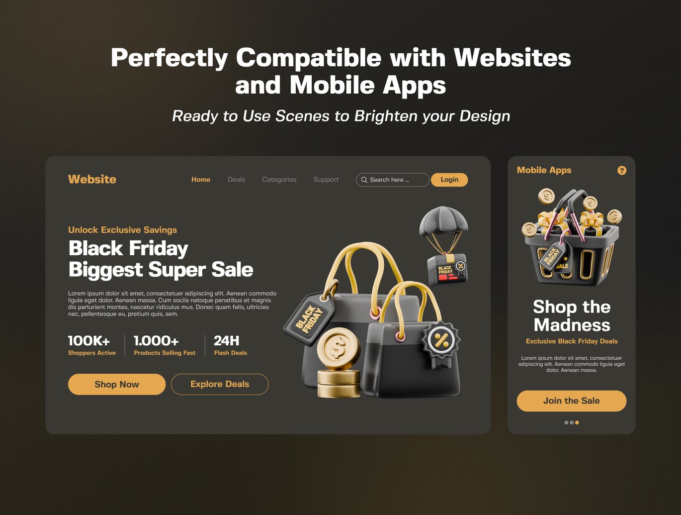 黑色星期五购物3D插画素材集v4 Black Friday Shopping 3D Illustrations Bundle v4插图1 黑色星期五购物3D插画素材集v4 Black Friday Shopping 3D Illustrations Bundle v4