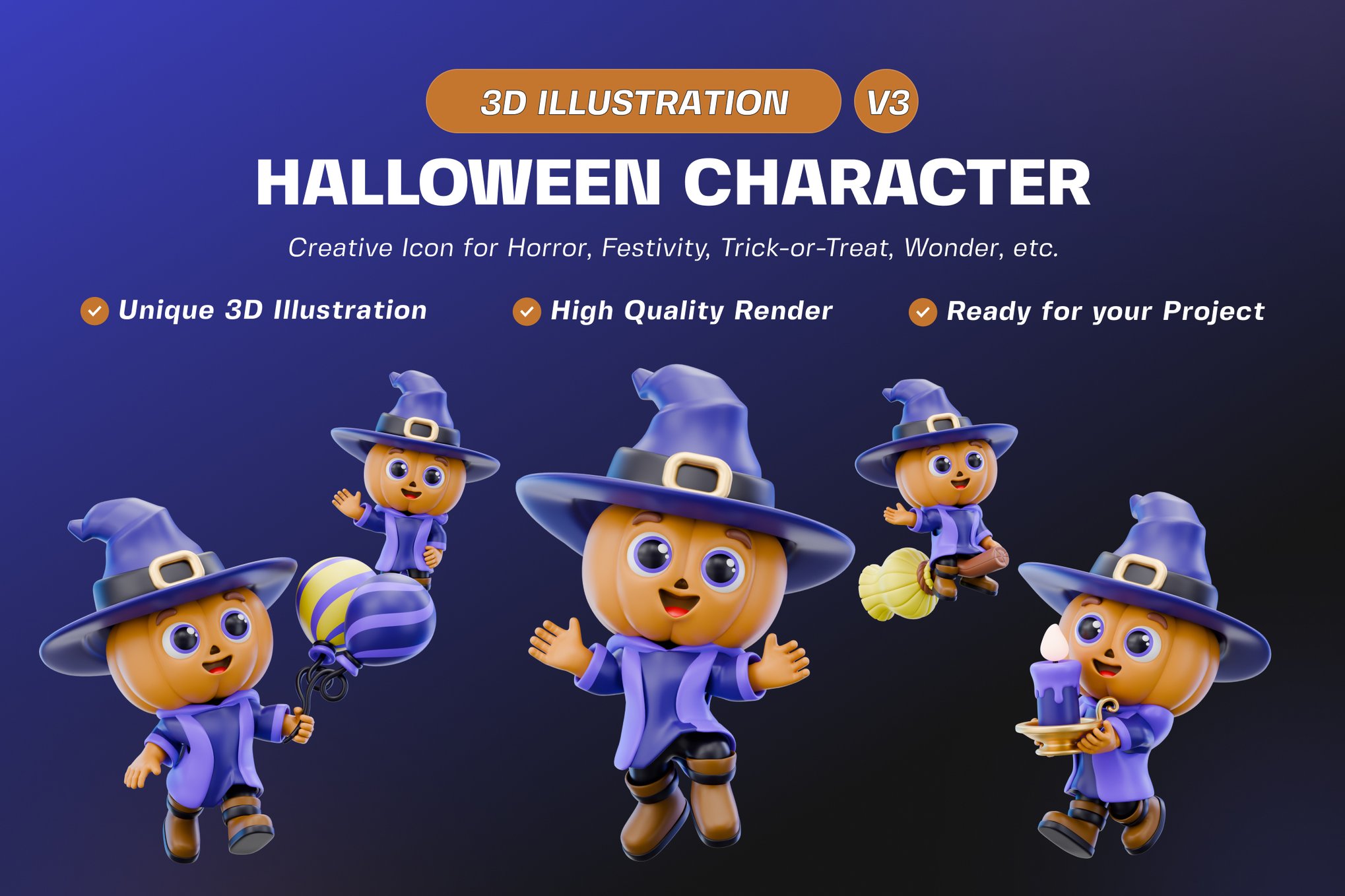 万圣节角色3D插画素材集v3 Halloween Character 3D Illustration Pack V3插图 万圣节角色3D插画素材集v3 Halloween Character 3D Illustration Pack V3