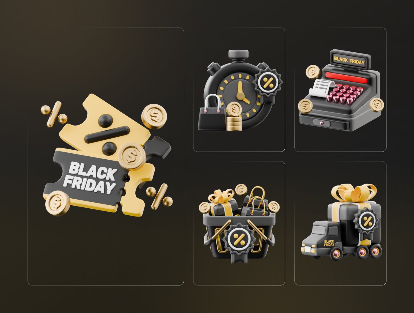 黑色星期五购物3D插画素材集v2 Black Friday Shopping 3D Illustrations Bundle v2插图2 黑色星期五购物3D插画素材集v2 Black Friday Shopping 3D Illustrations Bundle v2