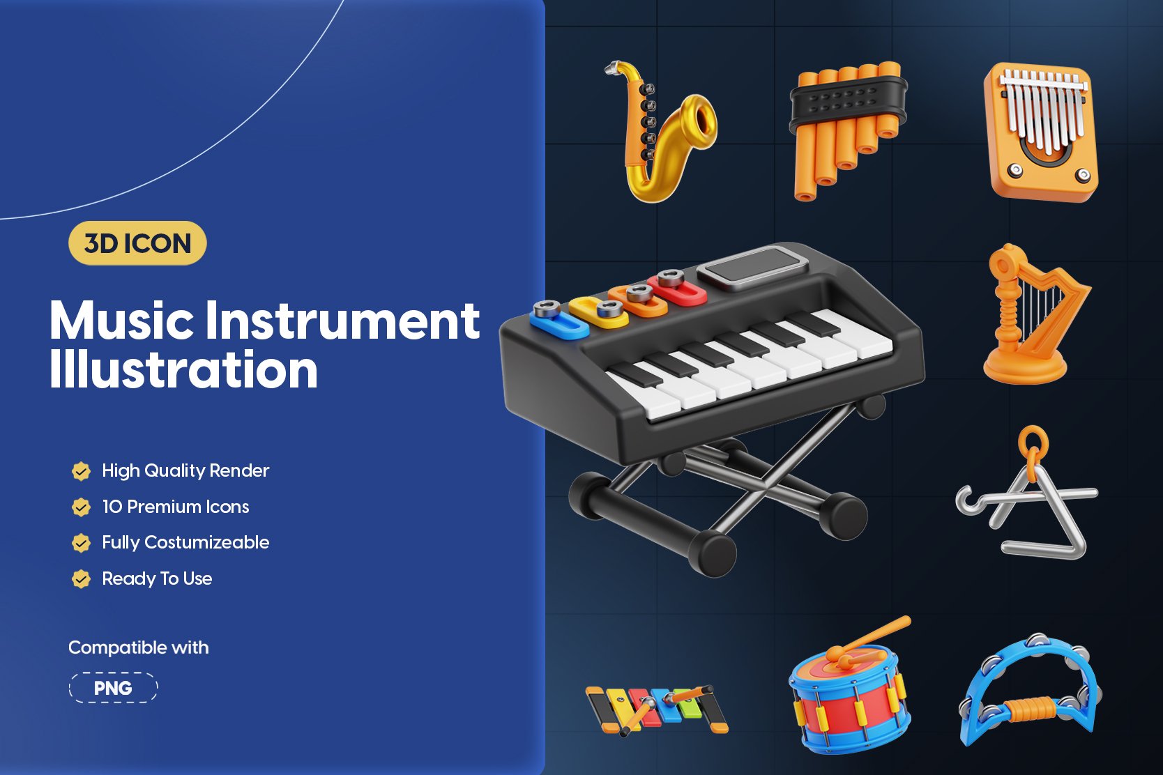 乐器3D图标插画素材 Music Instrument 3D Icon Illustration插图 乐器3D图标插画素材 Music Instrument 3D Icon Illustration