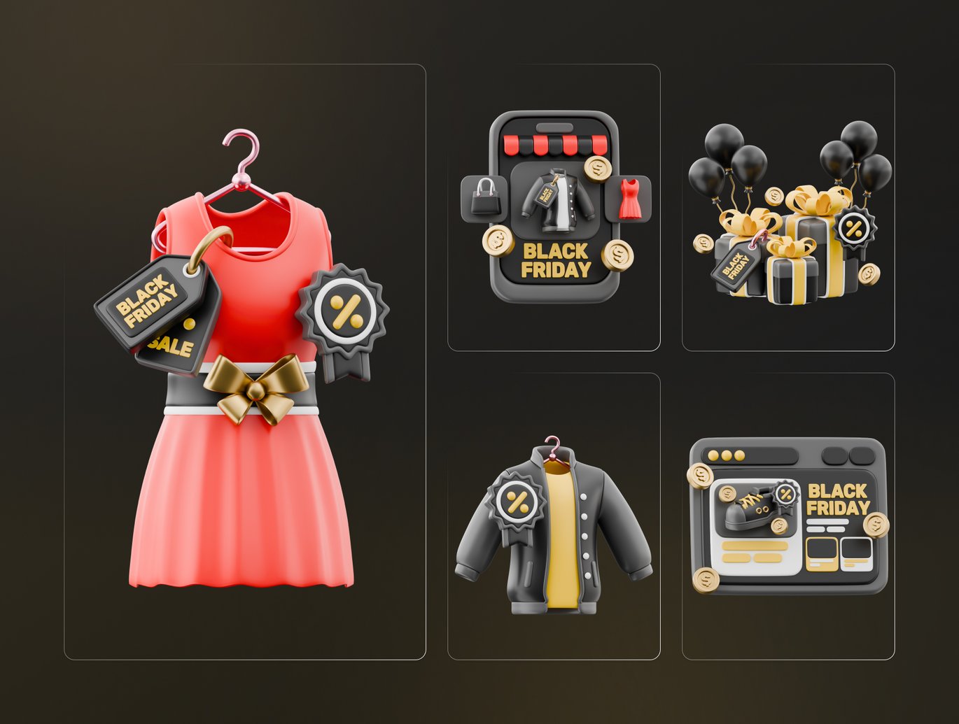黑色星期五购物3D插画素材集v3 Black Friday Shopping 3D Illustrations Bundle v3插图1 黑色星期五购物3D插画素材集v3 Black Friday Shopping 3D Illustrations Bundle v3