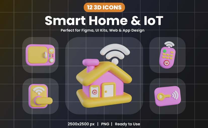 智能家居与物联网图标套装 Smart Home & IoT Icon Set