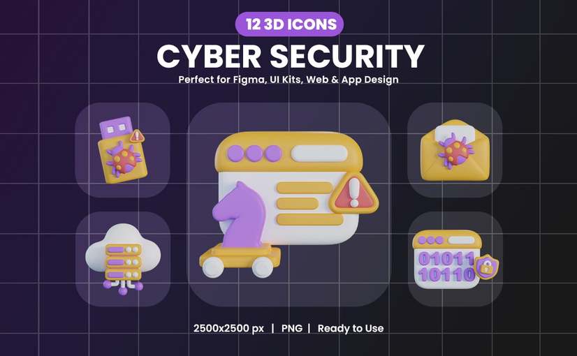 网络安全防护主题矢量图标包 Cyber Security Icon Pack