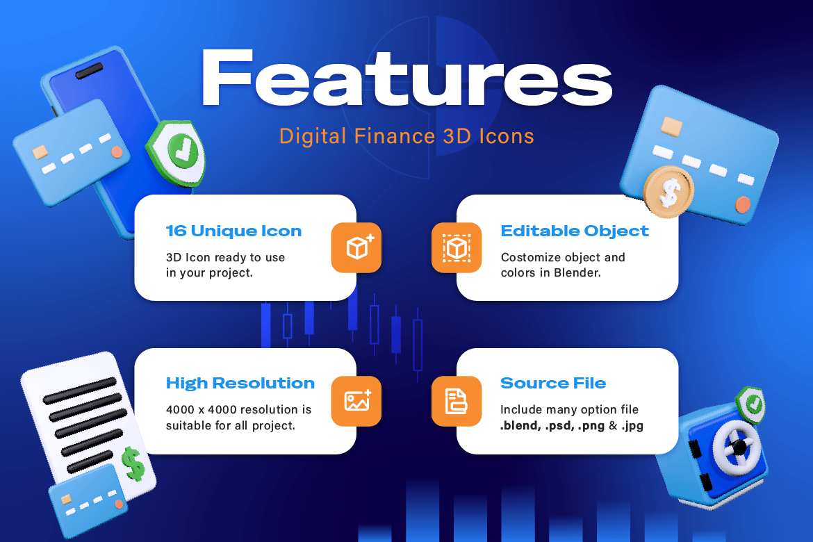 数字金融概念3D图标集 Digital Finance 3D Icons插图1 数字金融概念3D图标集 Digital Finance 3D Icons