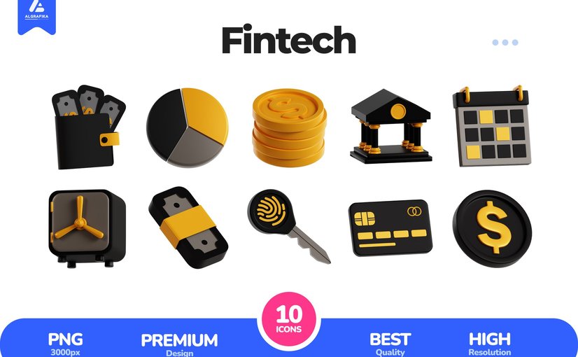 金融科技3D立体图标 Fintech 3D Icon