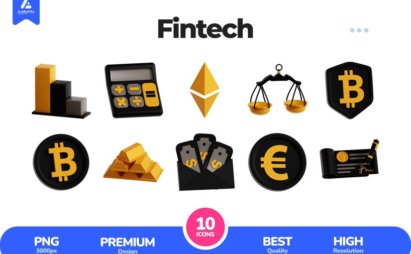 高端金融科技3D图标 Fintech 3D Icon