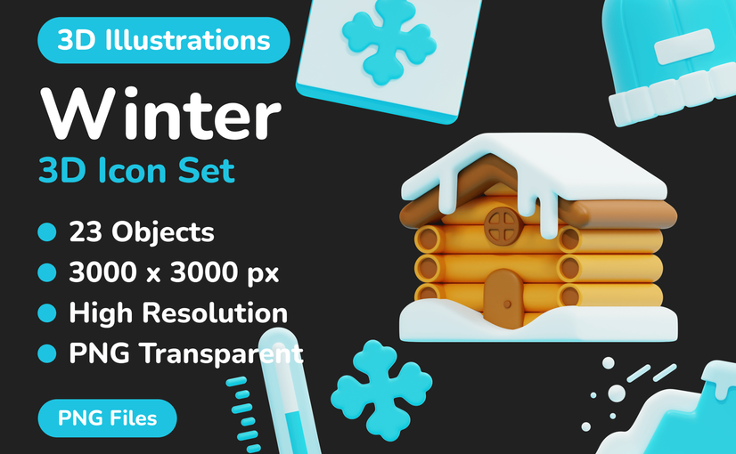 冬季主题节日3D图标 Winter Theme 3D Icon