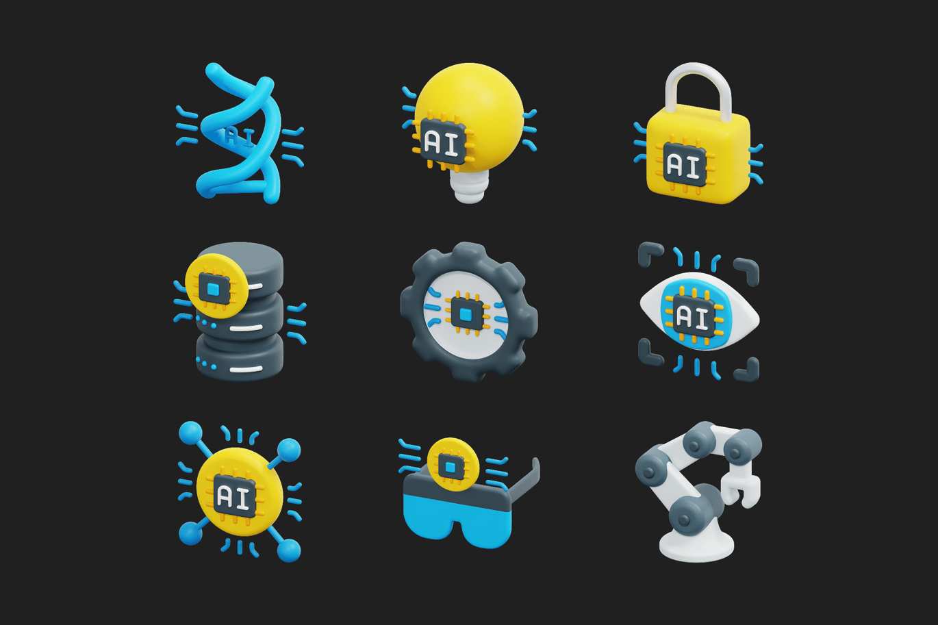 人工智能AI技术3D图标 Artificial Intelligence 3D Icon插图5