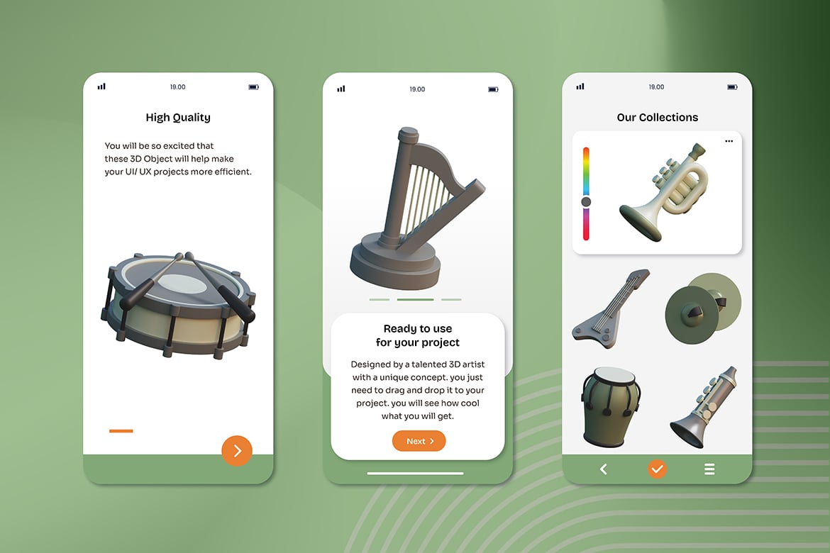 音乐乐器3D立体插画素材 Music Instrument 3D Illustration插图5 音乐乐器3D立体插画素材 Music Instrument 3D Illustration