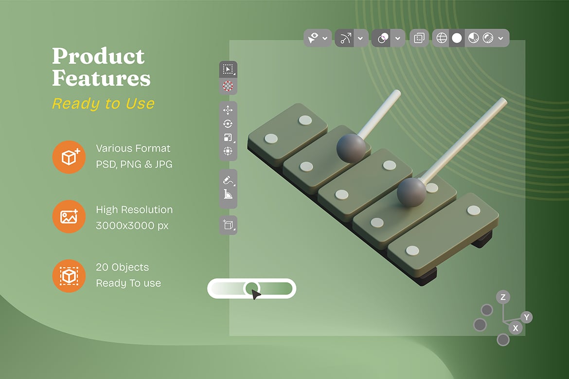 音乐乐器3D立体插画素材 Music Instrument 3D Illustration插图3 音乐乐器3D立体插画素材 Music Instrument 3D Illustration