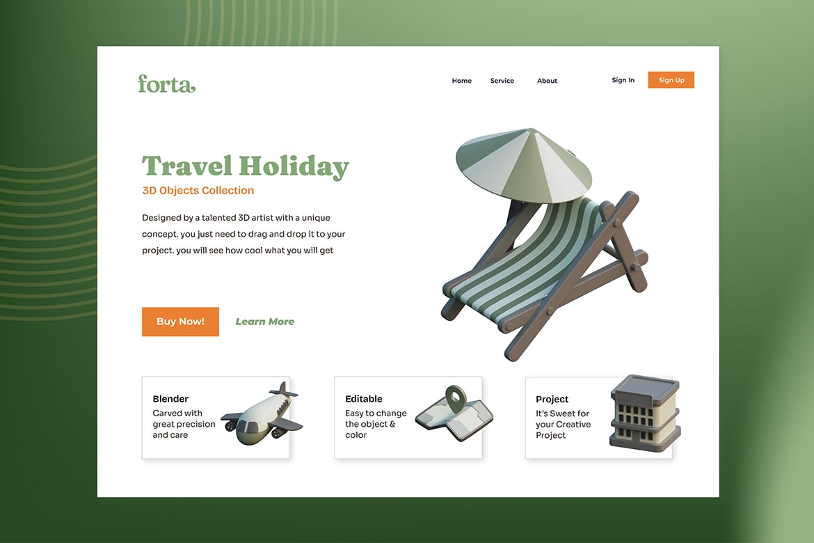 旅行度假主题3D插画元素 Travel Holiday 3D Elements插图4 旅行度假主题3D插画元素 Travel Holiday 3D Elements