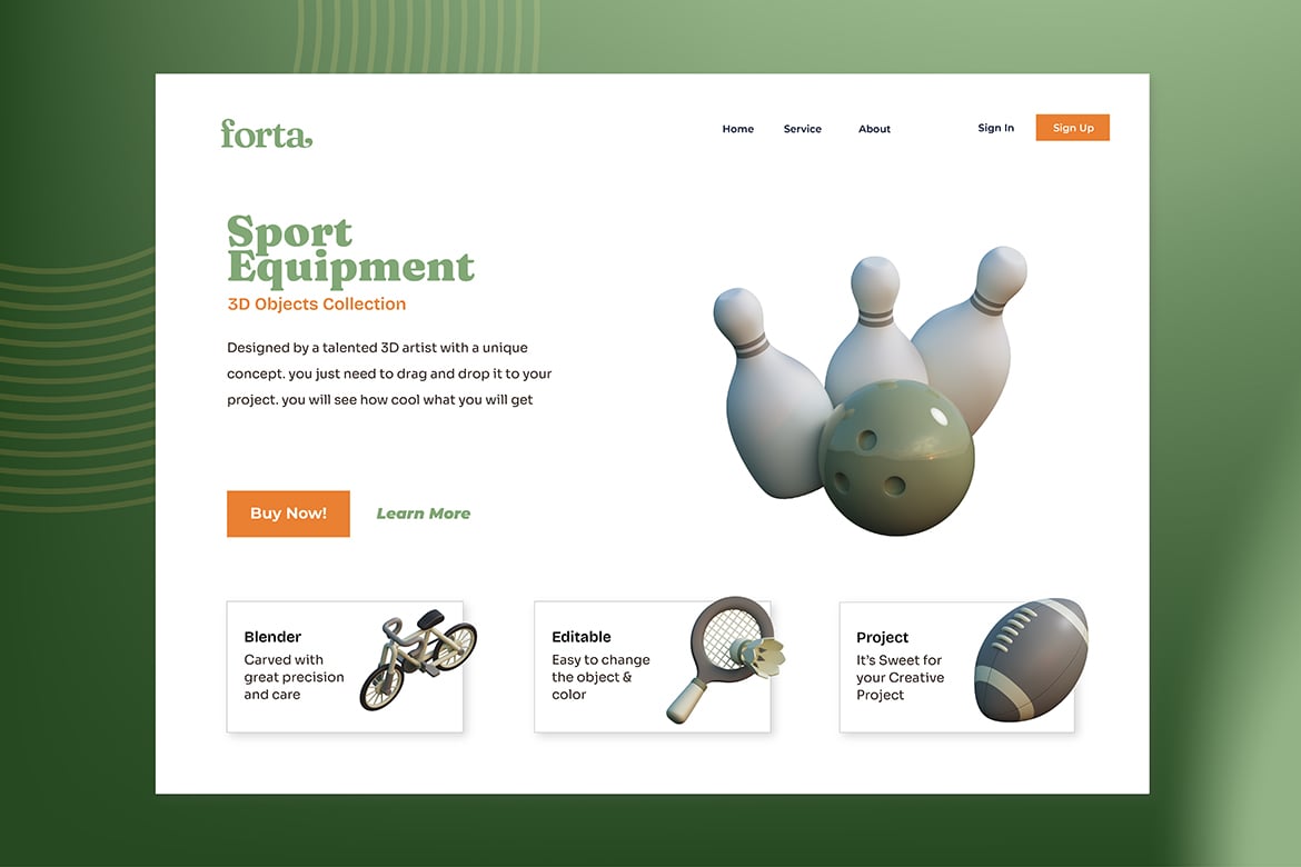 体育运动装备器械3D插画 Sport Equipment 3D Illustration插图4 体育运动装备器械3D插画 Sport Equipment 3D Illustration