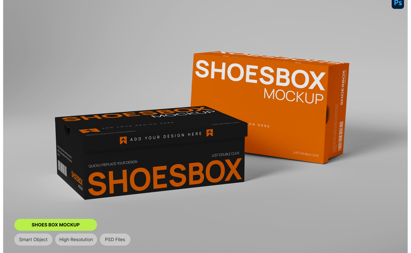 鞋盒创意组合展示样机 Shoes Box Mockup