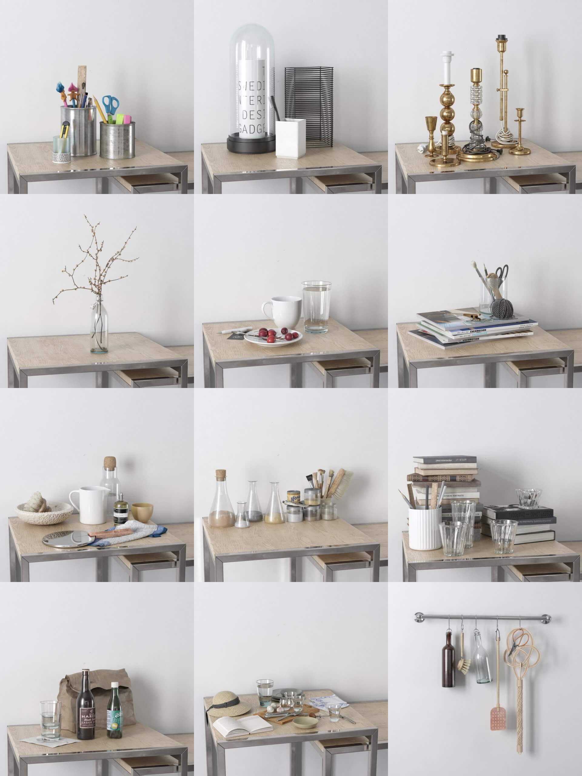 12组室内道具组合装饰组合3D模型合集 Interior Decor Props 3D Models Bundle插图