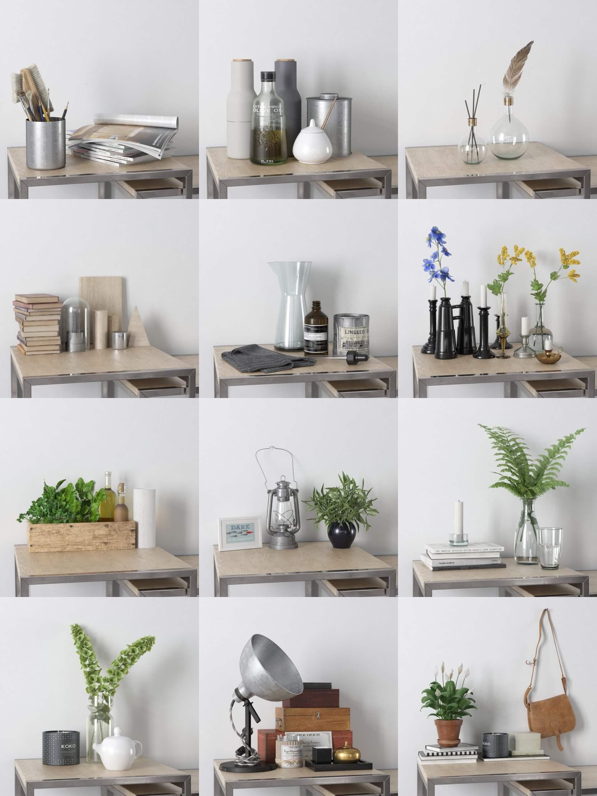 12组室内道具组合装饰组合3D模型合集 Interior Decor Props 3D Models Bundle插图