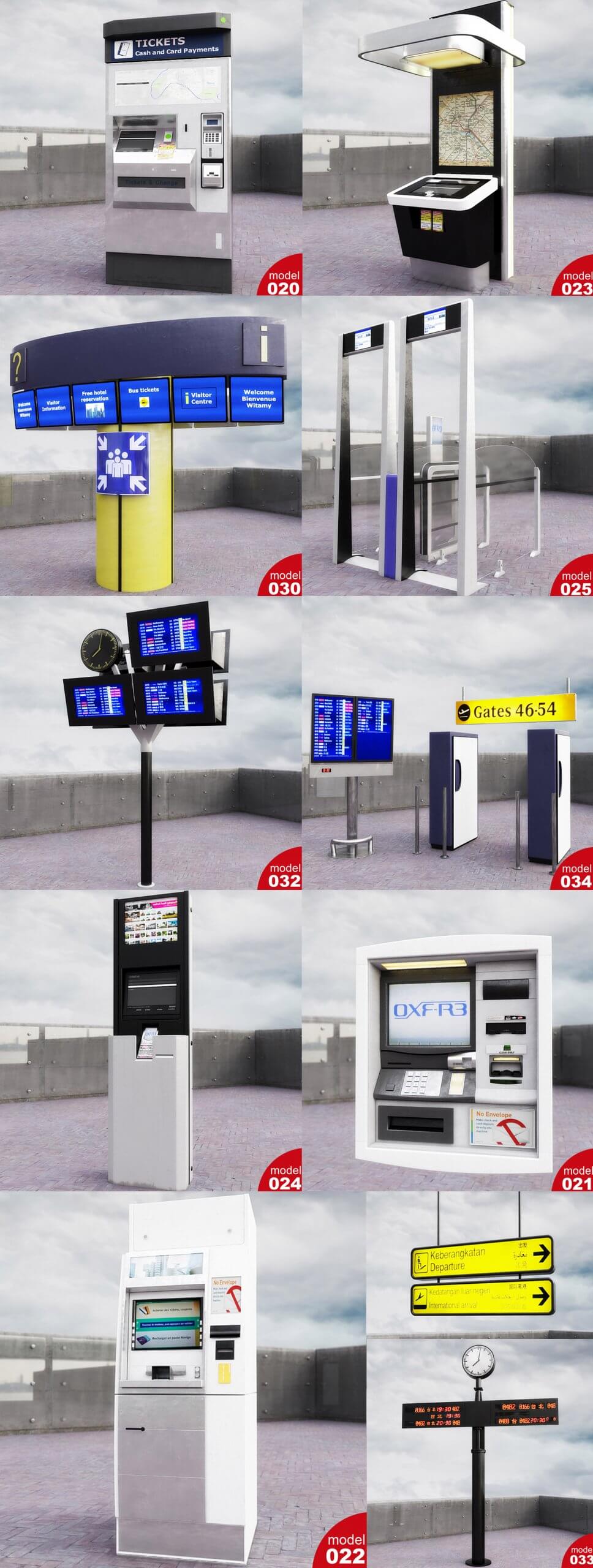 11种交通站设施3D模型合集 Transport Hub Facilities 3D Models Bundle – 11 Types插图