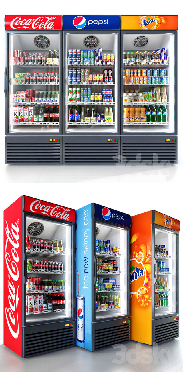 可口可乐冷柜3D模型 Coca-Cola Cooler 3D Model插图