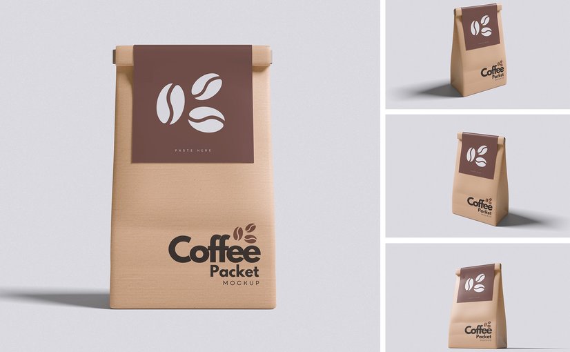 咖啡袋包装样机模板 Coffee Packet Mockup PSD Templates