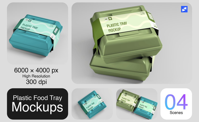 食品托盘包装样机模板 Food Tray Mockup PSD Templates