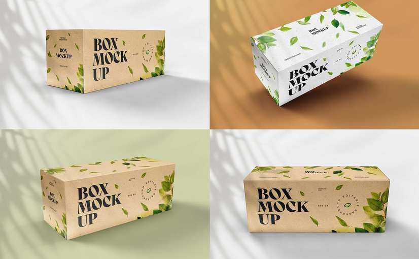 纸质纹理盒子展示样机模板 box mockup with paper texture