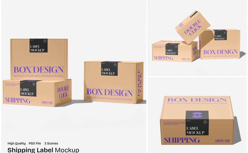 物流运输标签设计样机 Shipping Label Mockup