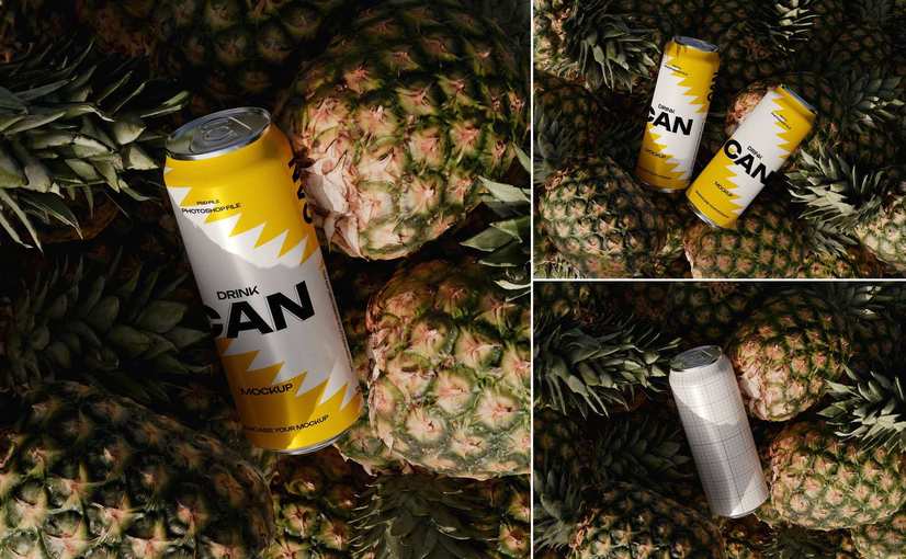 纤薄罐装包装设计样机 Slim Can Mockup Product Mockups ft can packaging